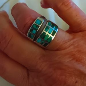 Vintage Inlaid Turquoise Sterling silver bands.